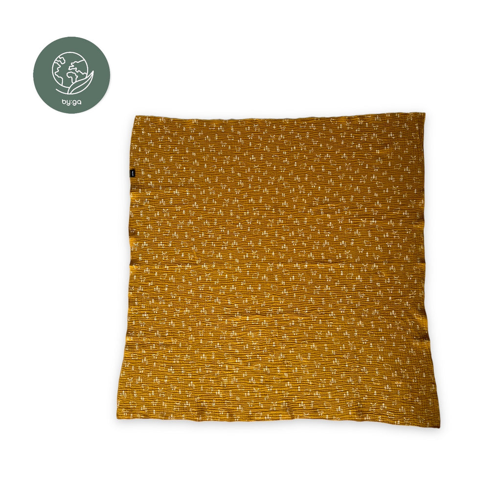 BIO Musselin Babydecke weisser Aufdruck div. Farben - By:ga Mode