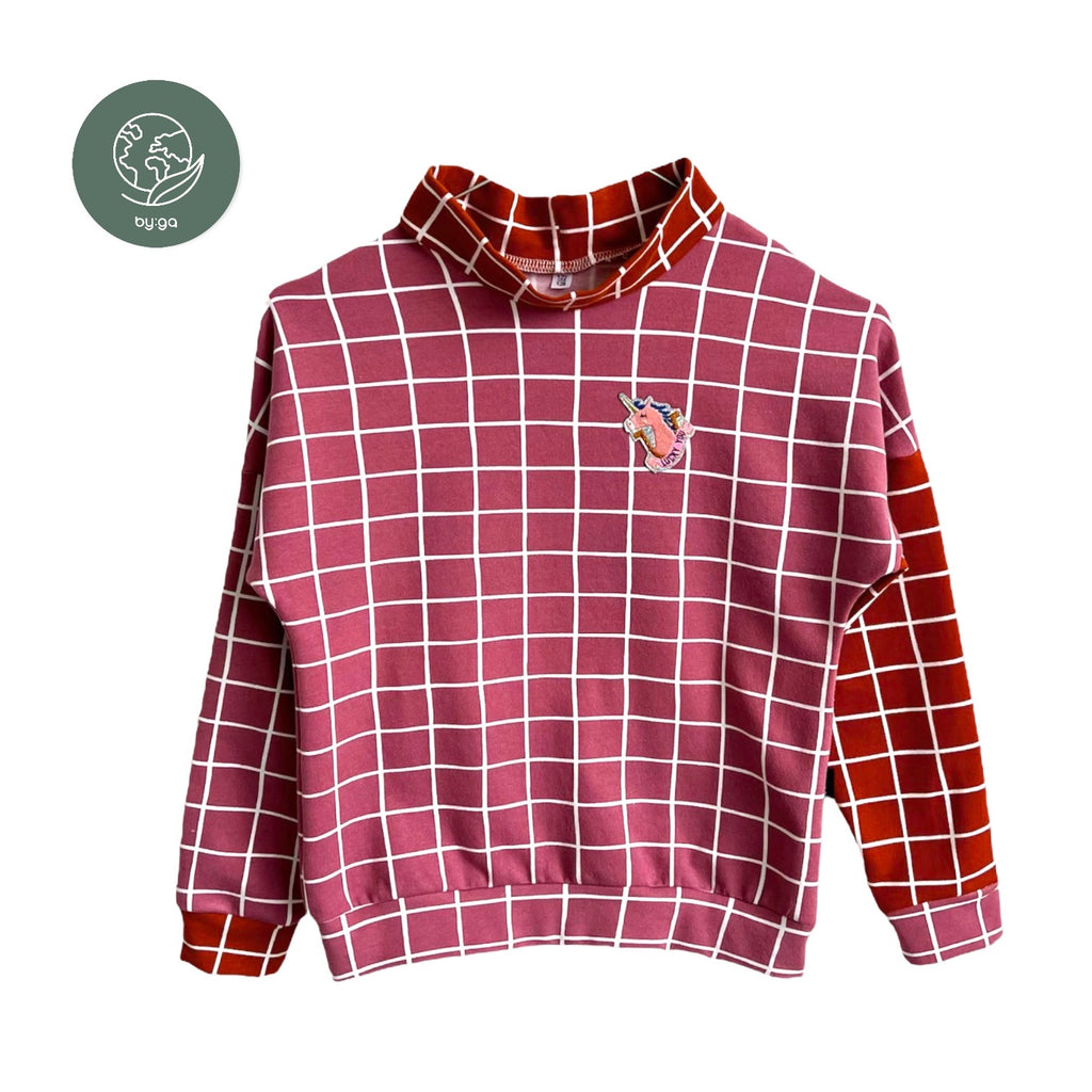 BIO Sweatpullover Grid pink