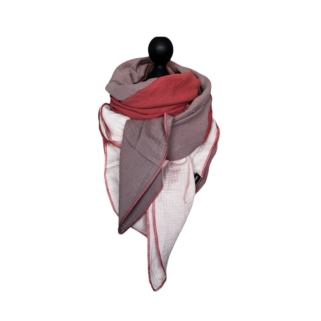 BIO Musselinschal altnude/marsala rosa/zartrosa