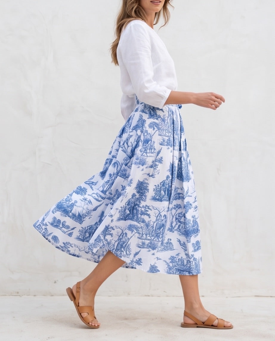 Wickelrock Toile blau weiss