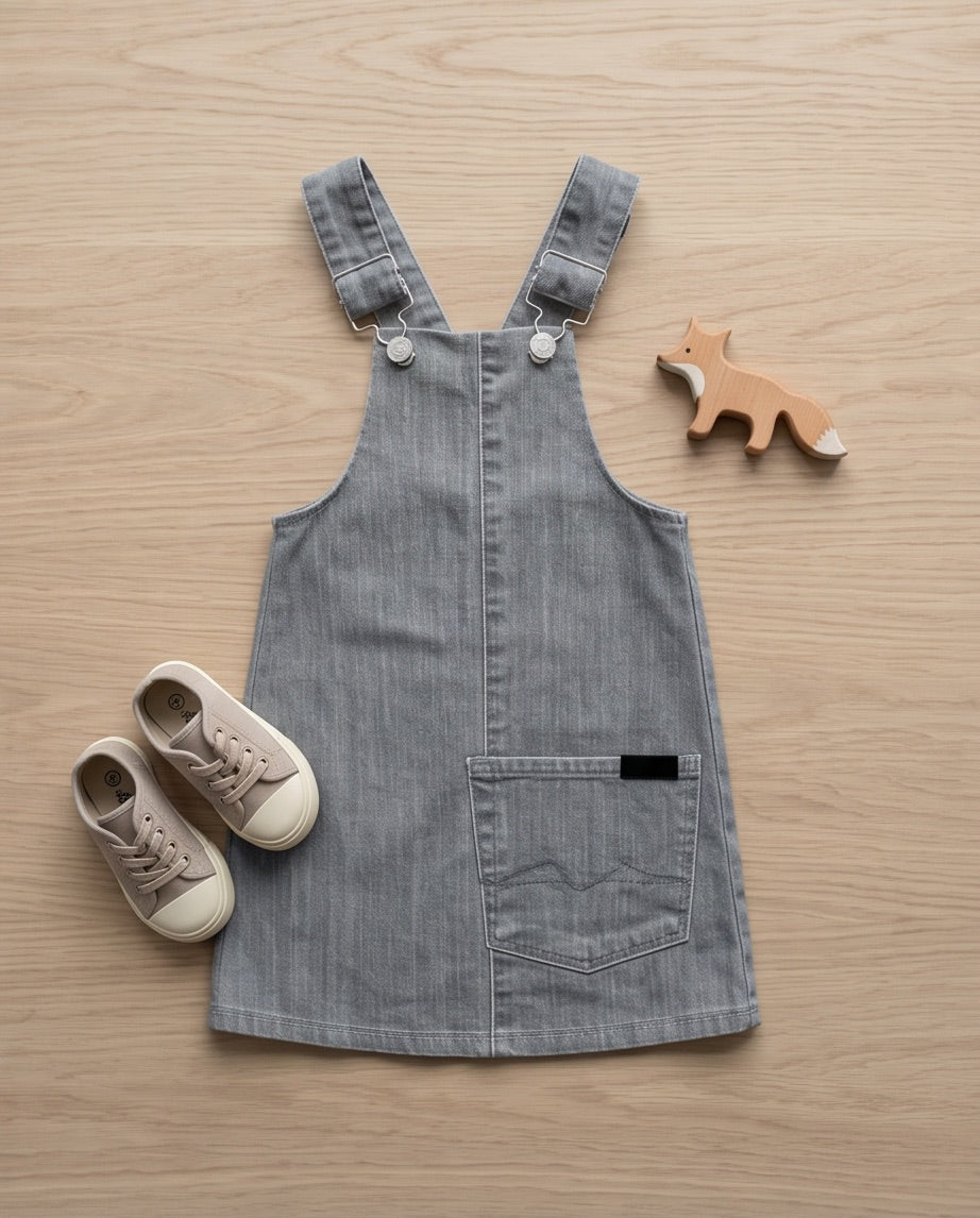 BIO Jeans Latzrock 98/104 grau