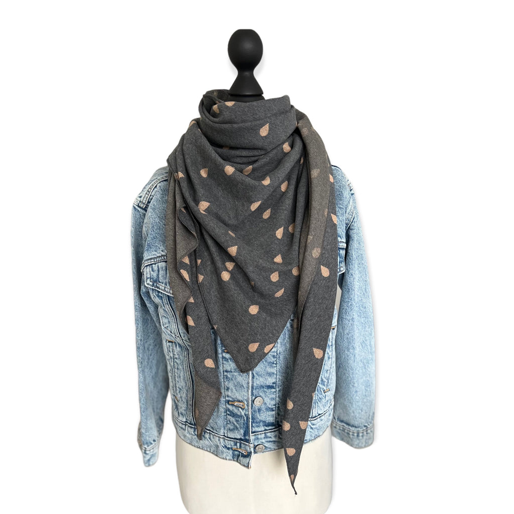 Bio Jacquard Dreieckstuch Tropfen dunkelgrau
