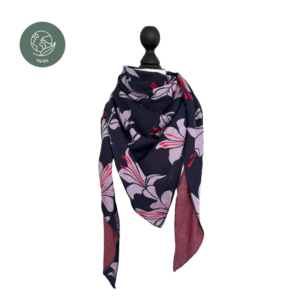 Bio Jacquard Dreieckstuch Lilien violett