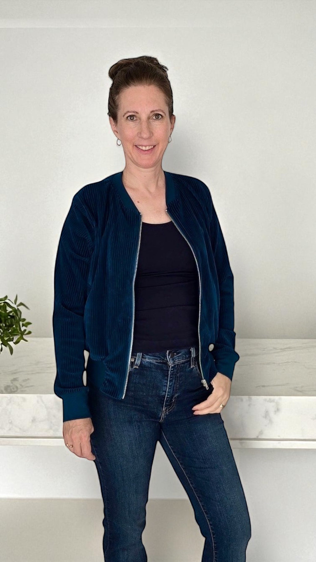 BIO Damen Blouson Cord Jersey petrol