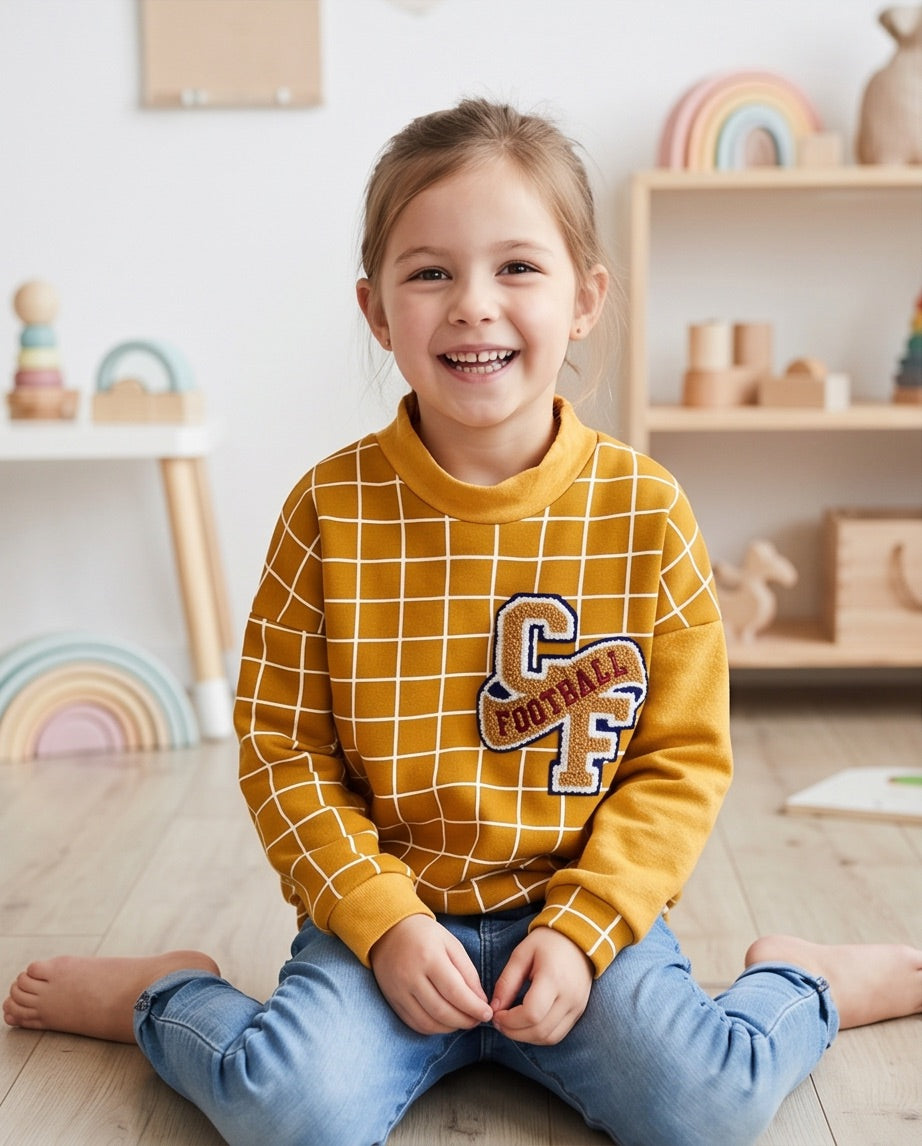 BIO Sweatpullover Grid gelb