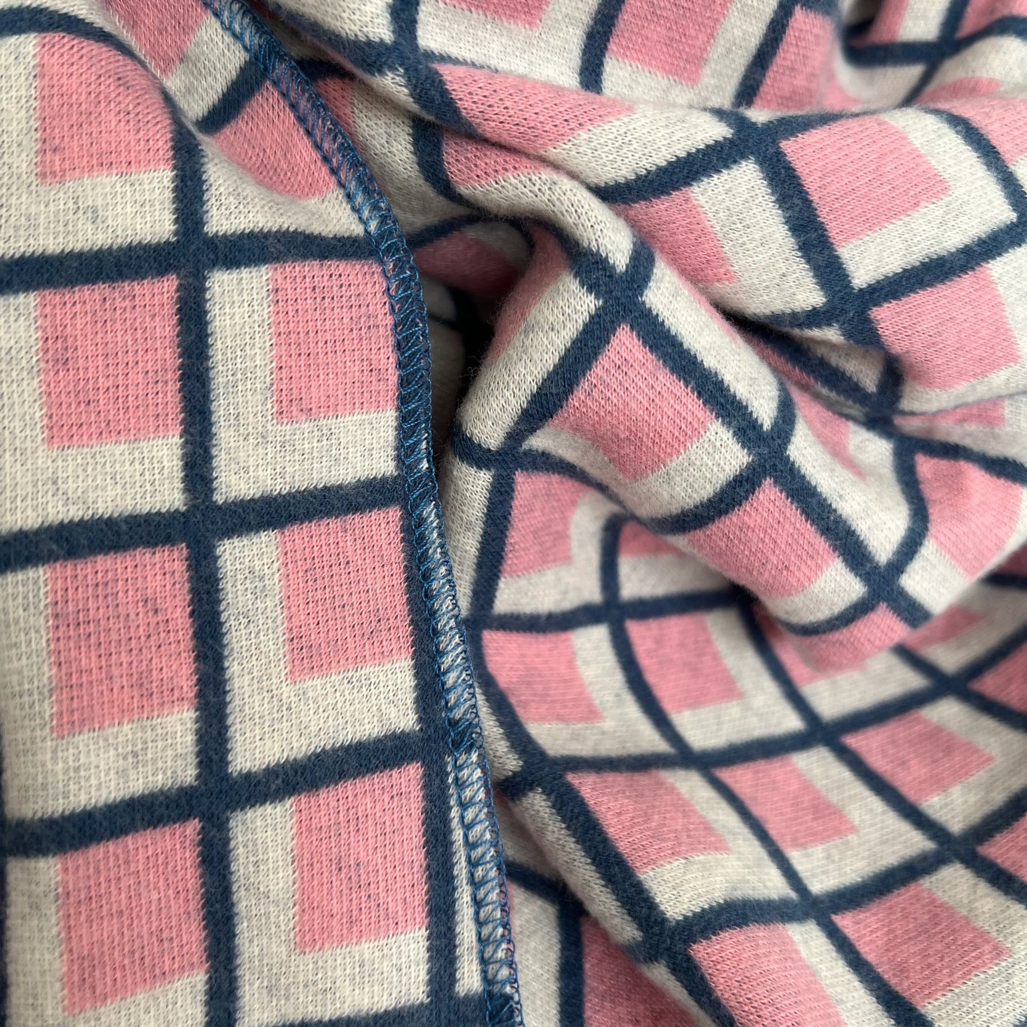 Bio Jacquard Dreieckstuch Rauten rosa-blau