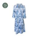 BIO Wickelkleid kurz, blau, weiss