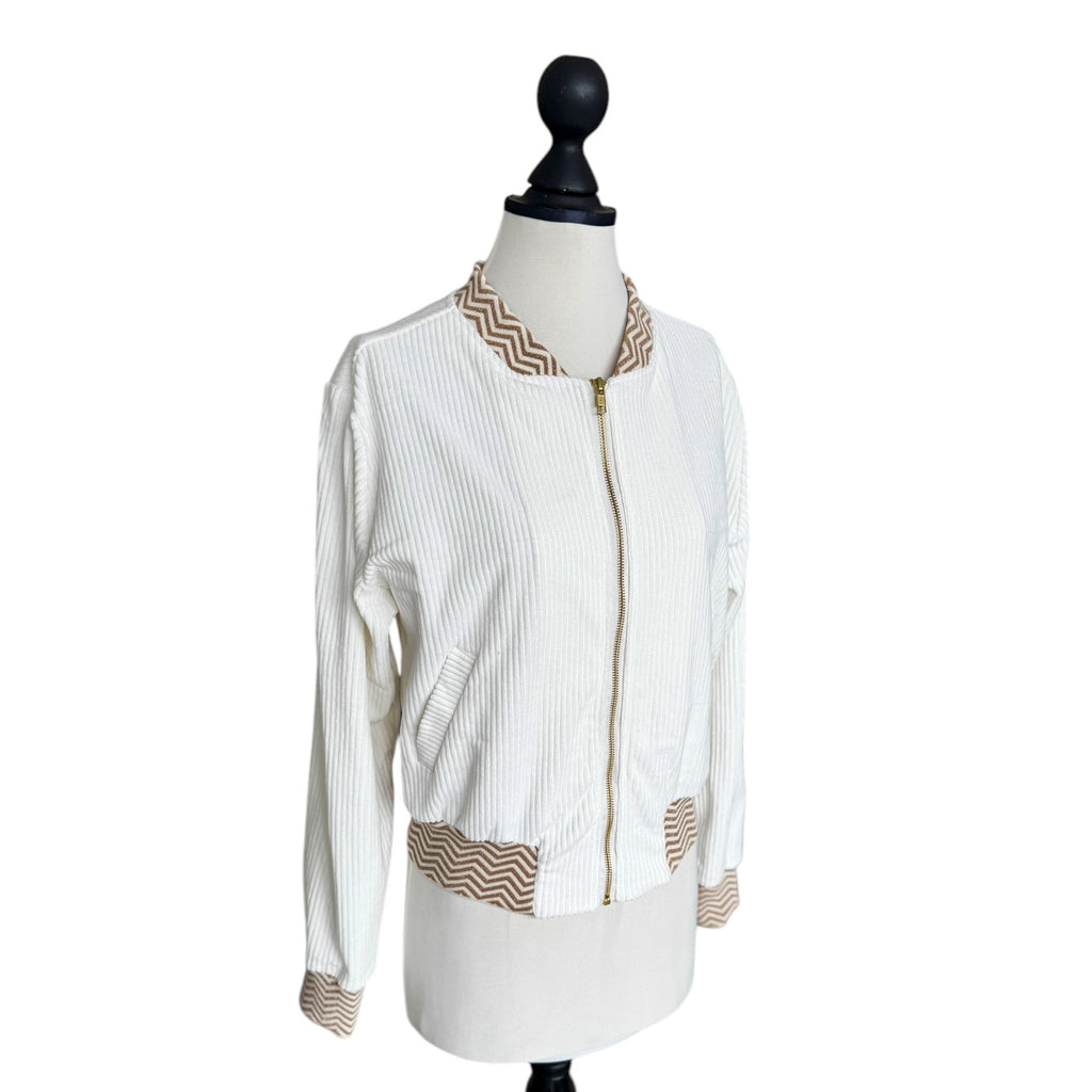 BIO Damen Blouson Cord Jersey wollweiss