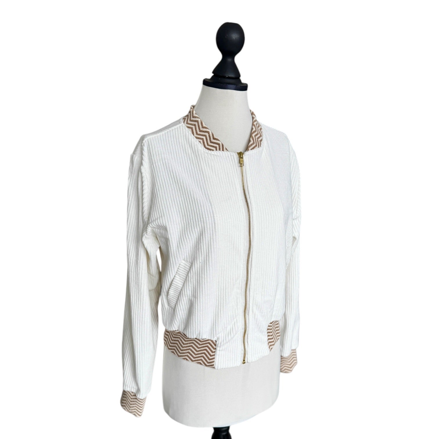 BIO Damen Blouson Cord Jersey wollweiss