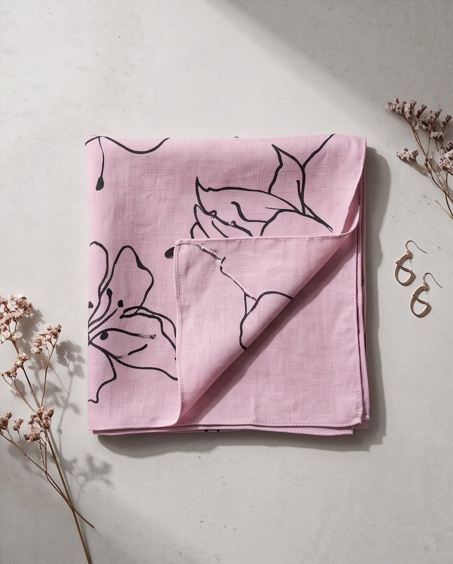 BIO Musselin Dreieckstuch doppelt lila Blumen