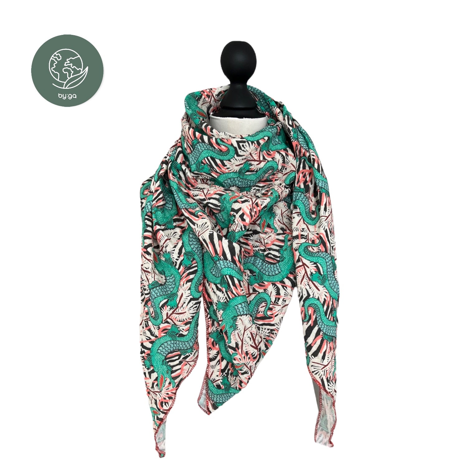 BIO Musselin Dreieckstuch Kroko grün