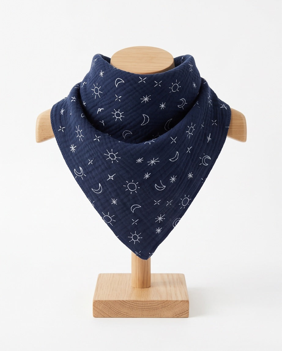 BIO Musselin Dreieckstuch Mini dunkelblau Sonne&Mond - By:ga Mode