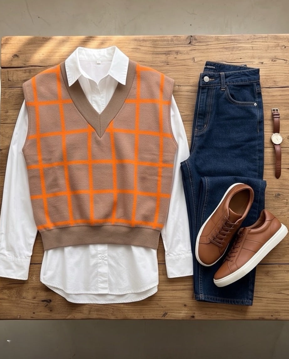 BIO Pullunder Karo orange