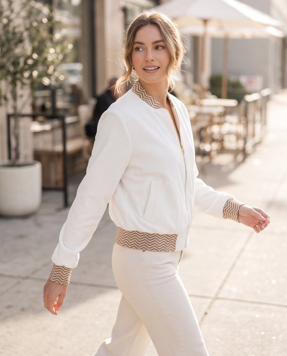 BIO Damen Blouson Cord Jersey wollweiss