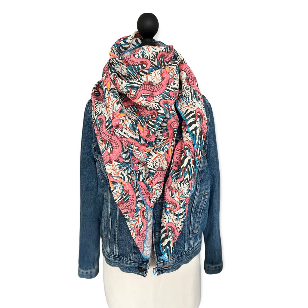 BIO Musselin Dreieckstuch Kroko pink