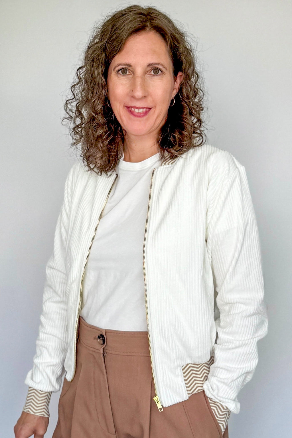 BIO Damen Blouson Cord Jersey wollweiss