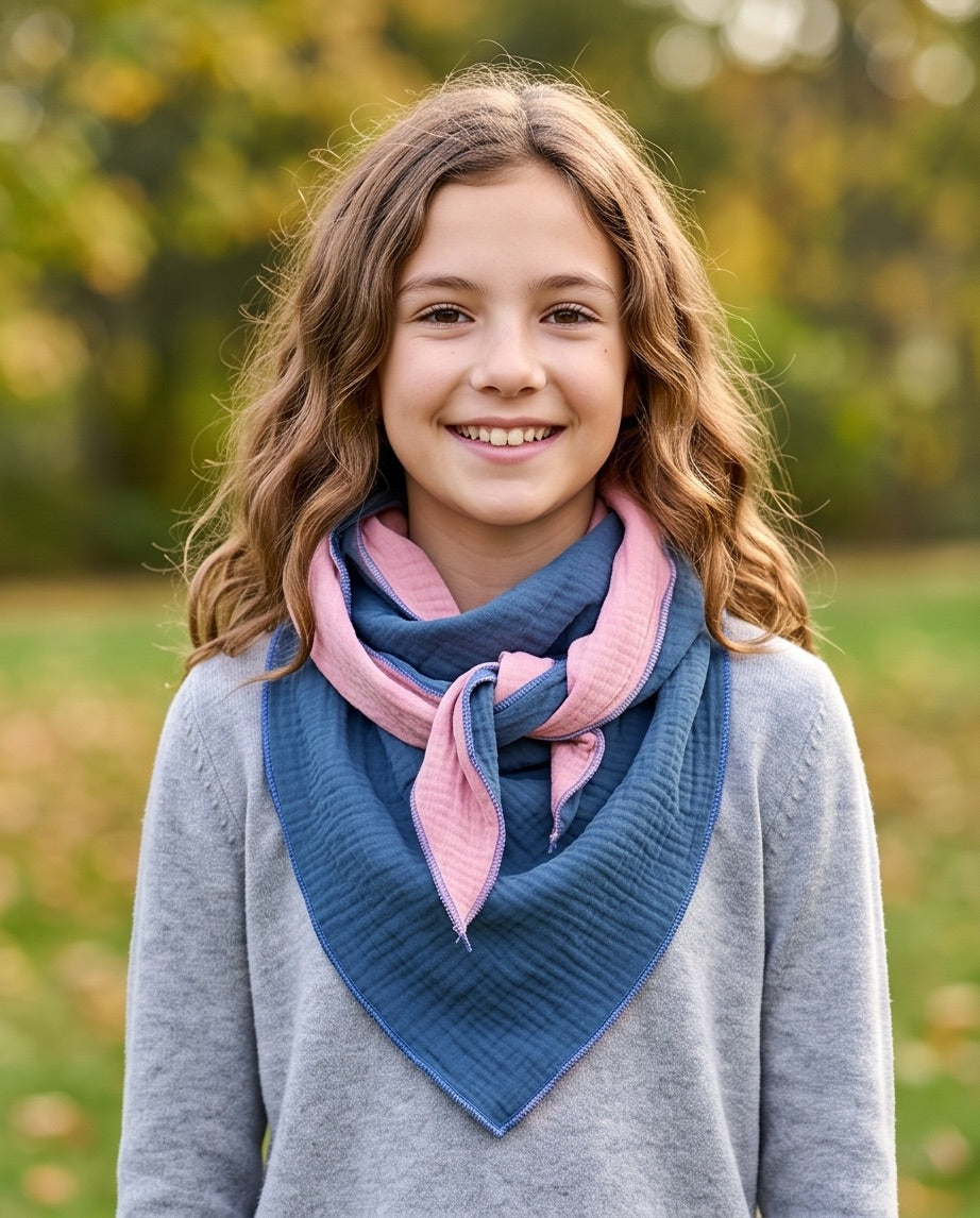 BIO Dreieckstuch rosa/blau