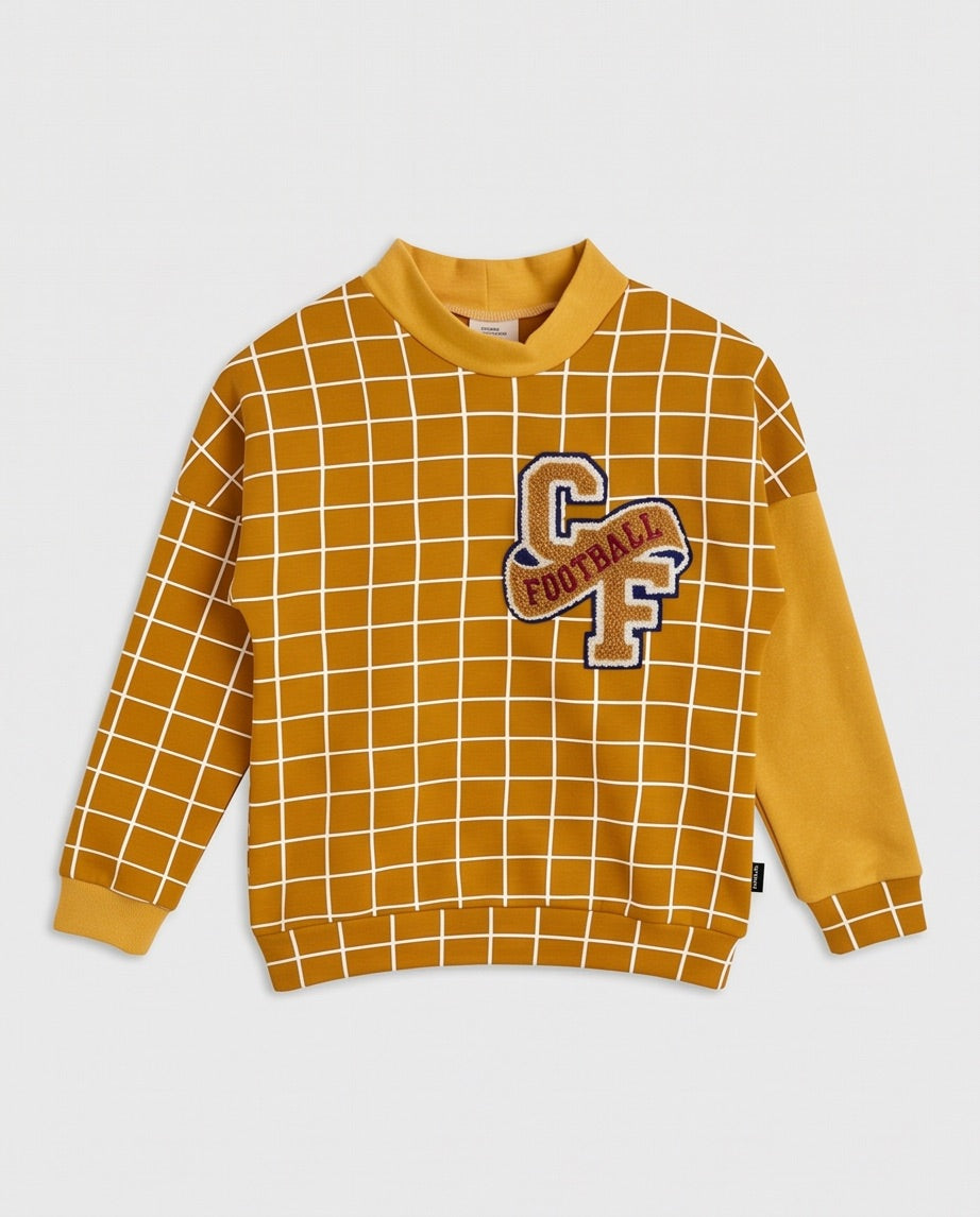 BIO Sweatpullover Grid gelb