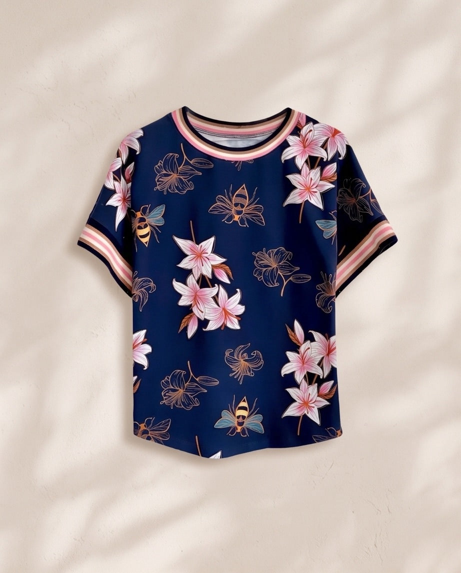 BIO Damen T-Shirt Lilien einteilig