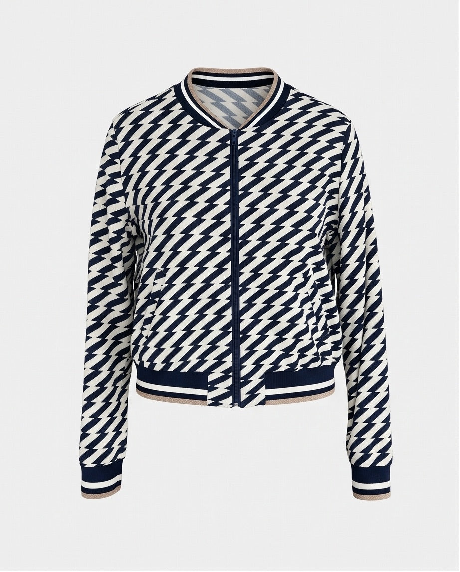 BIO Damen Blouson Querstreifen blau/weiss
