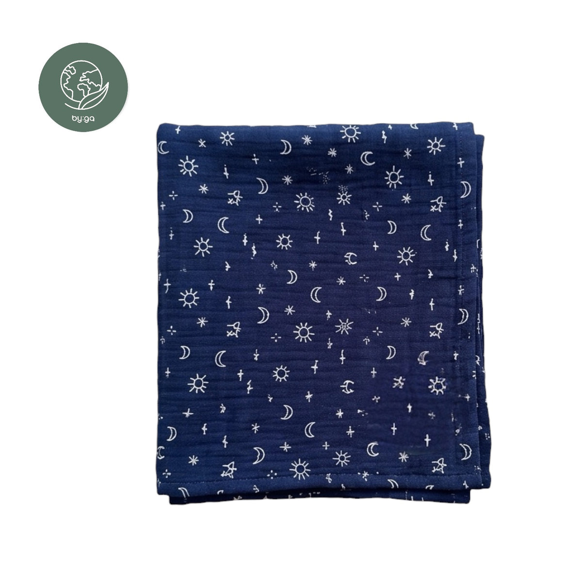 BIO Musselin Babydecke weisser Aufdruck div. Farben - By:ga Mode