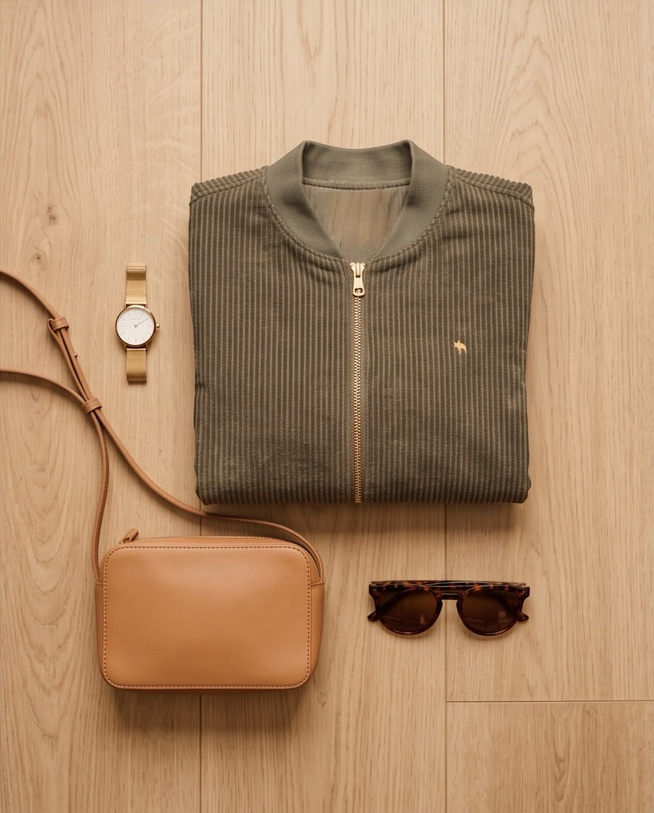 BIO Damen Blouson Cord Jersey khaki