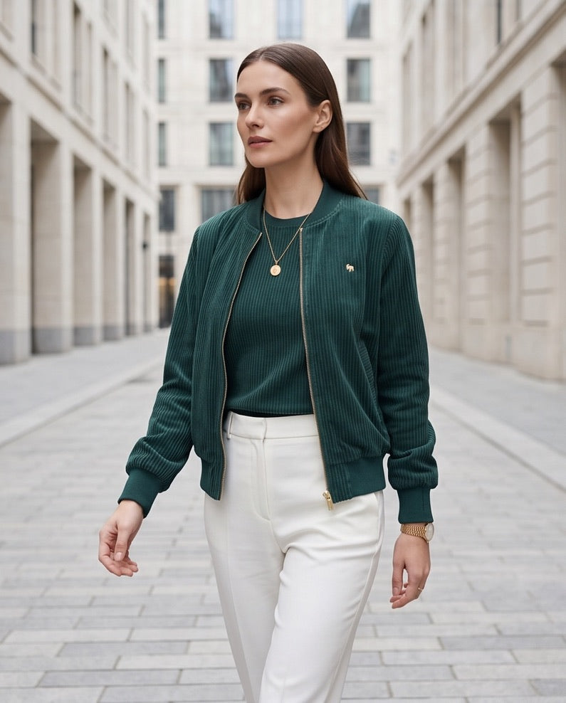 BIO Damen Blouson Cord Jersey smaragd