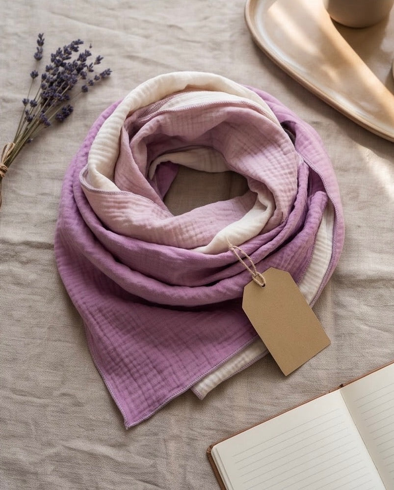 BIO Musselinschal beige/blassrosa/pink