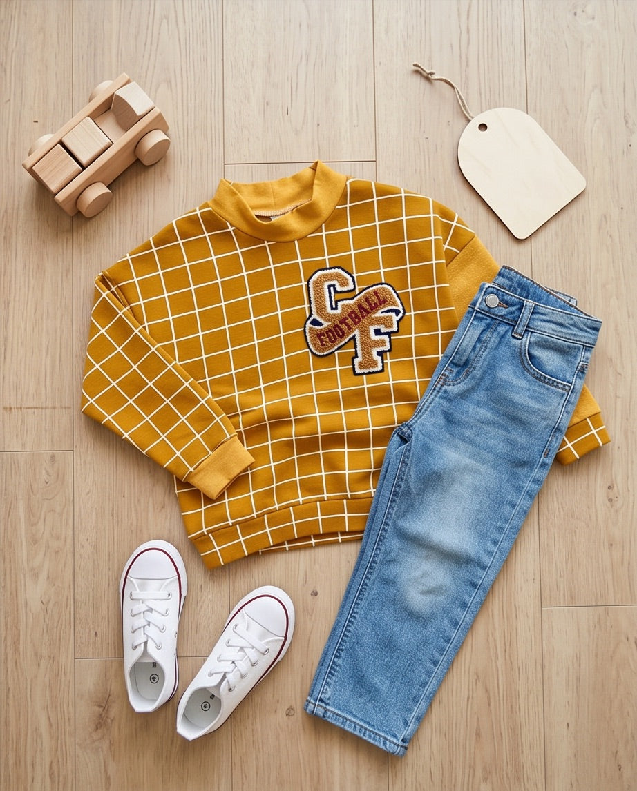 BIO Sweatpullover Grid gelb