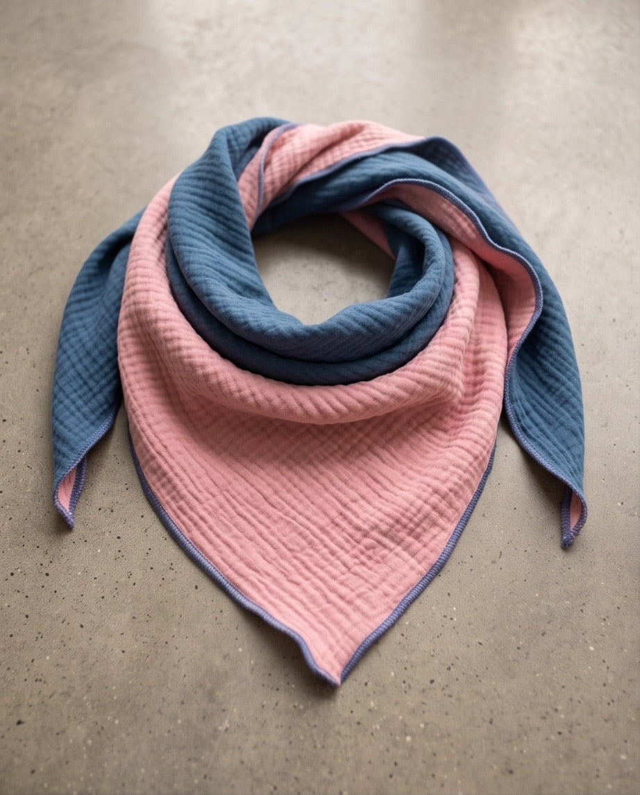 BIO Dreieckstuch rosa/blau