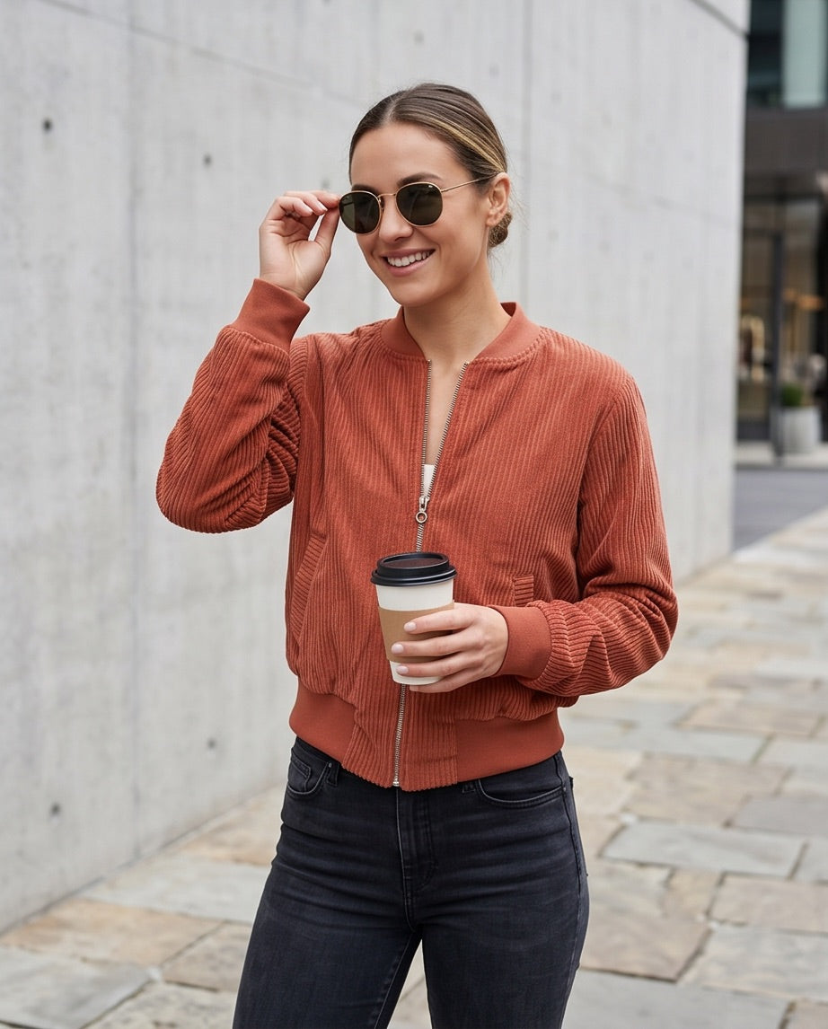 BIO Damen Blouson Cord Jersey hellrost