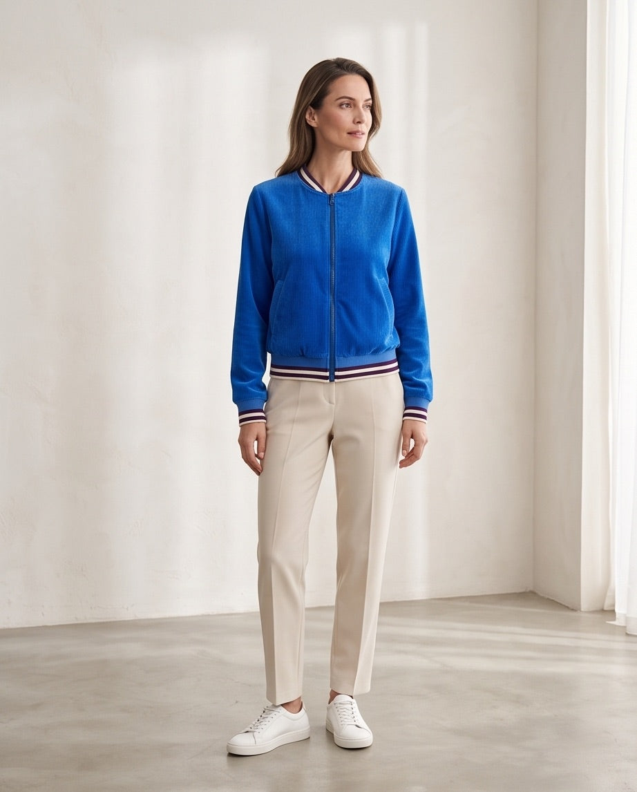BIO Damen Blouson Cord Jersey blau