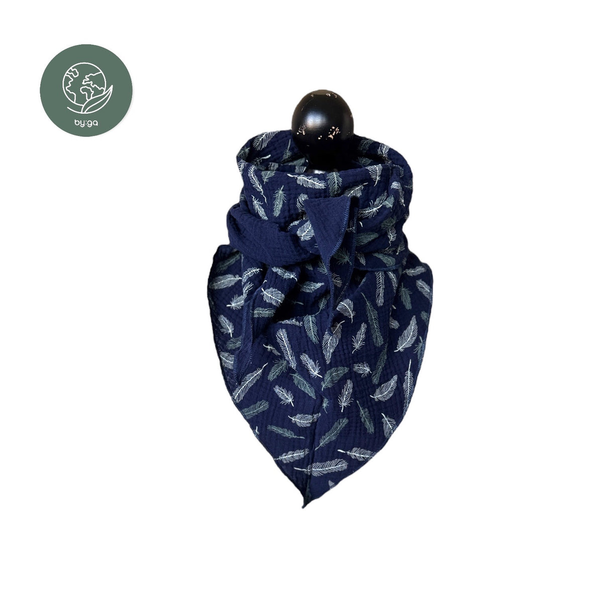 BIO Dreieckstuch navy Federn