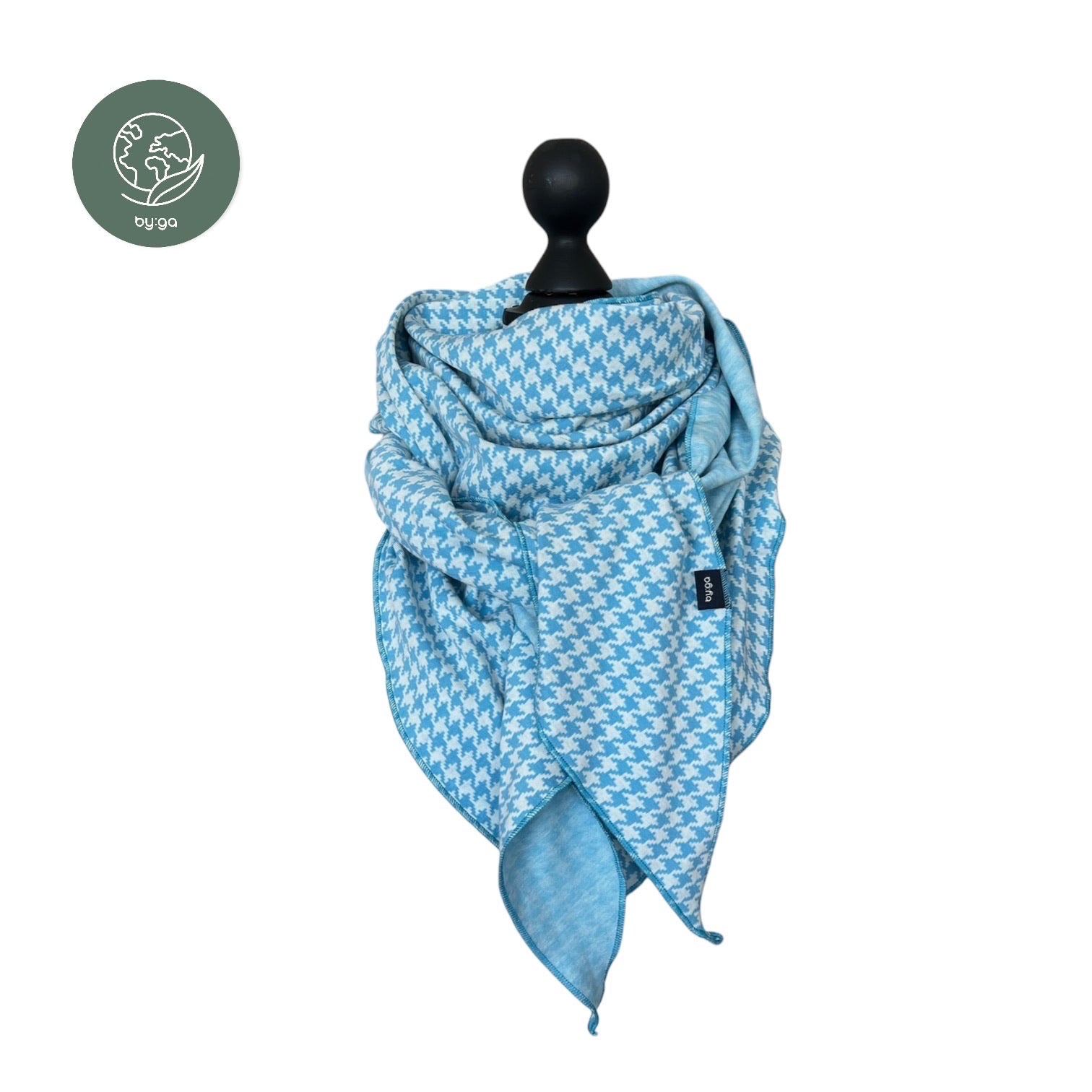 Bio Jacquard Dreieckstuch Hahnentritt hellblau