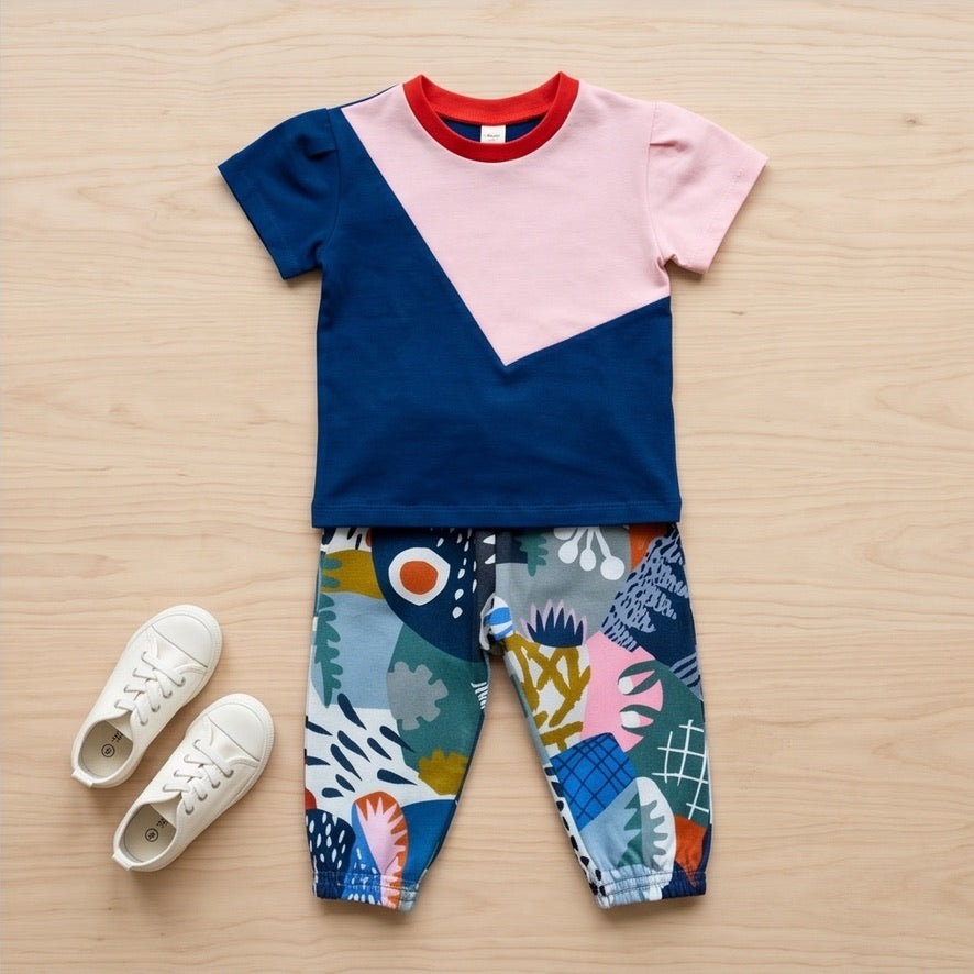 BIO T-Shirt blau/rosa