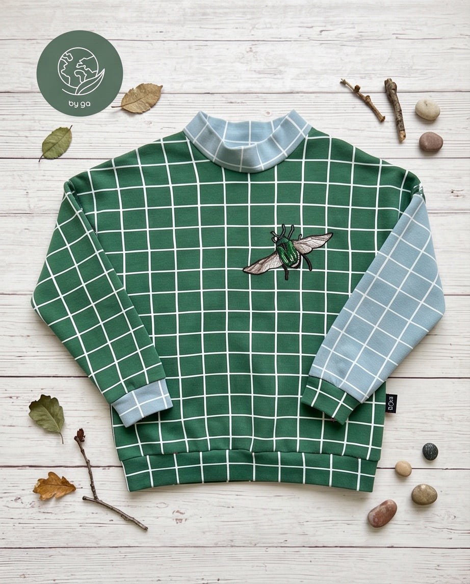 BIO Sweatpullover Grid grün