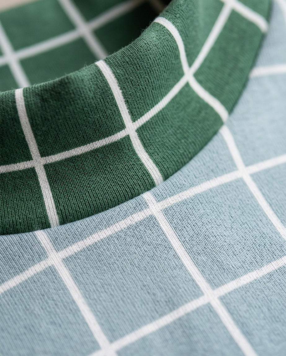 BIO Sweatpullover Grid hellblau
