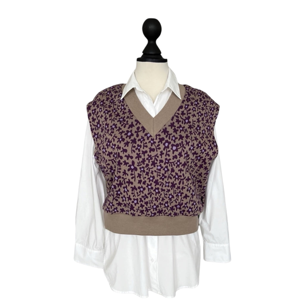 BIO Pullunder Blumen taupe violett