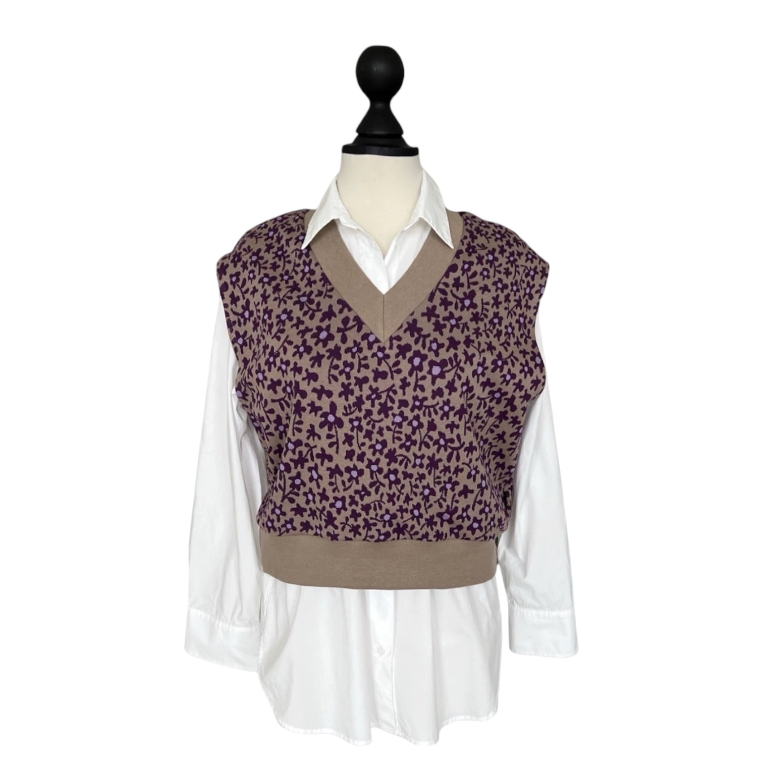 BIO Pullunder Blumen taupe violett
