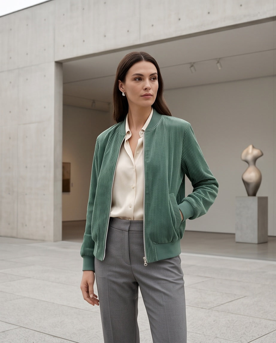 BIO Damen Blouson Cord Jersey pazifikgrün
