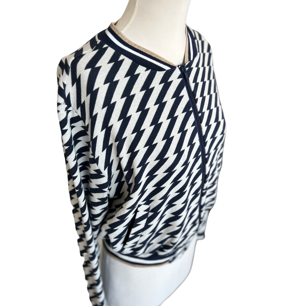 BIO Damen Blouson Querstreifen blau/weiss