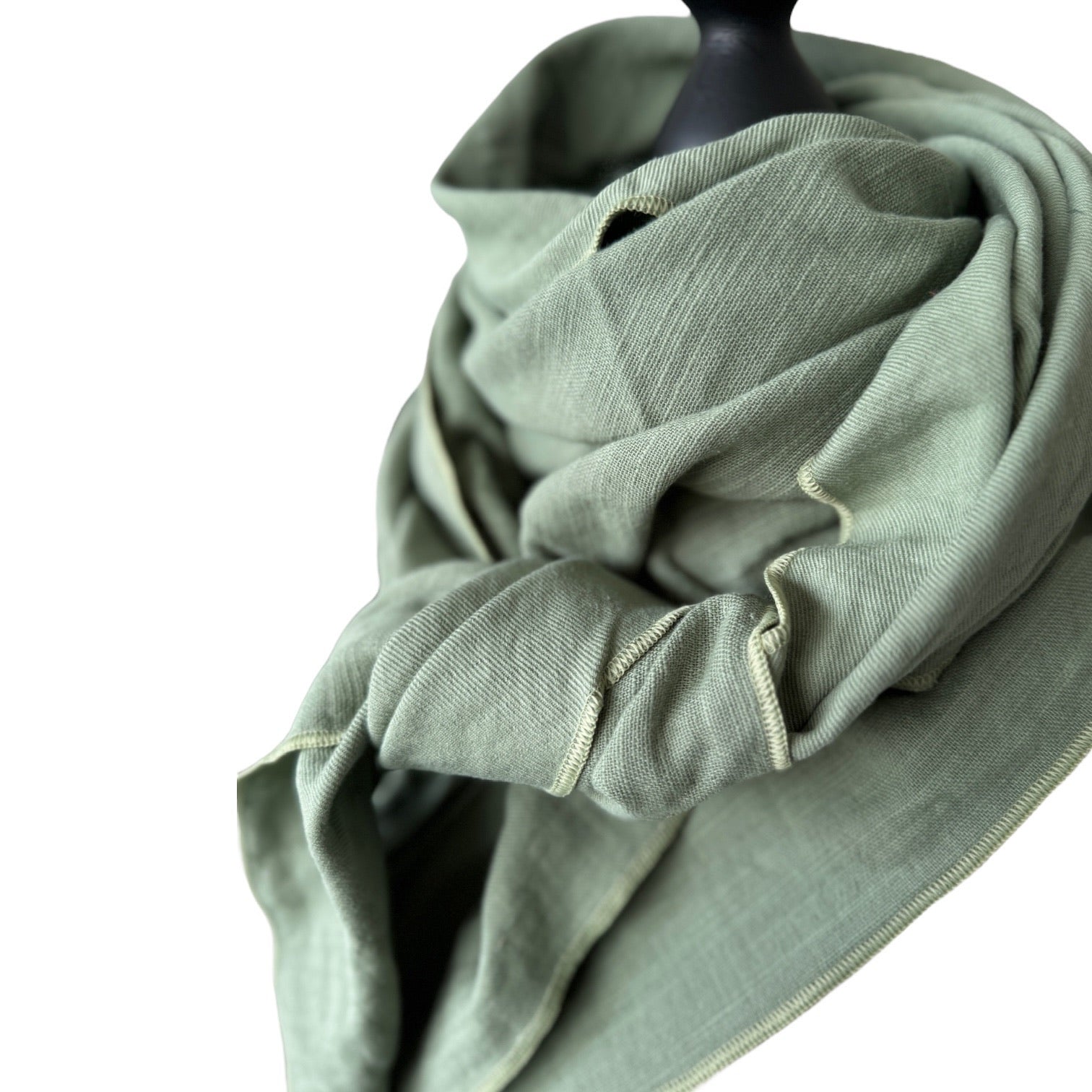 Recycling Twill-Musselin Dreieckstuch salbeigrün