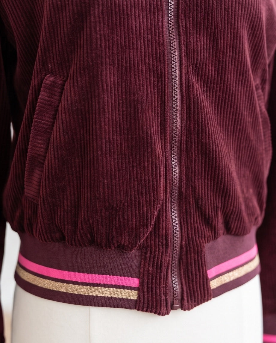 BIO Damen Blouson Cord Jersey bordeaux