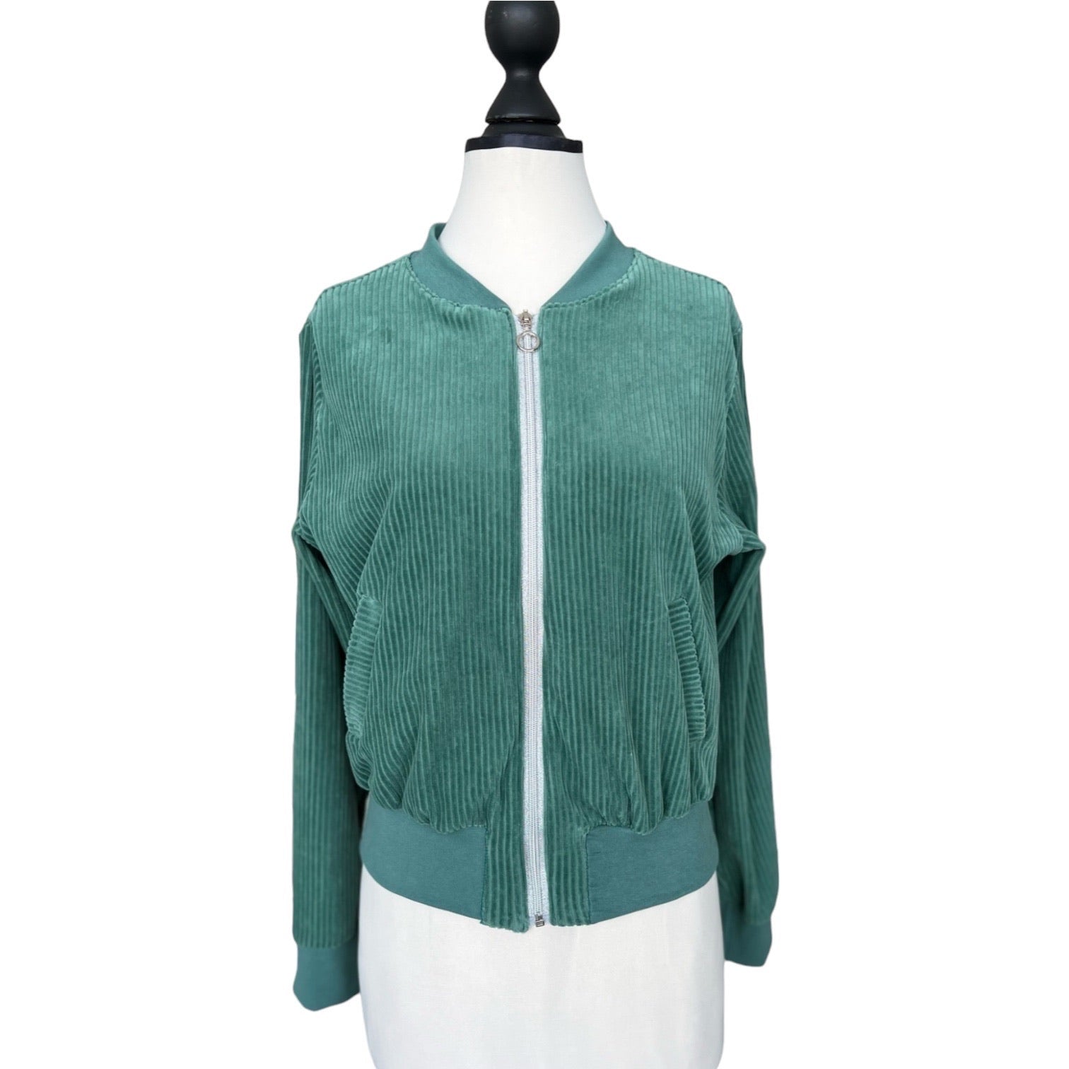BIO Damen Blouson Cord Jersey pazifikgrün