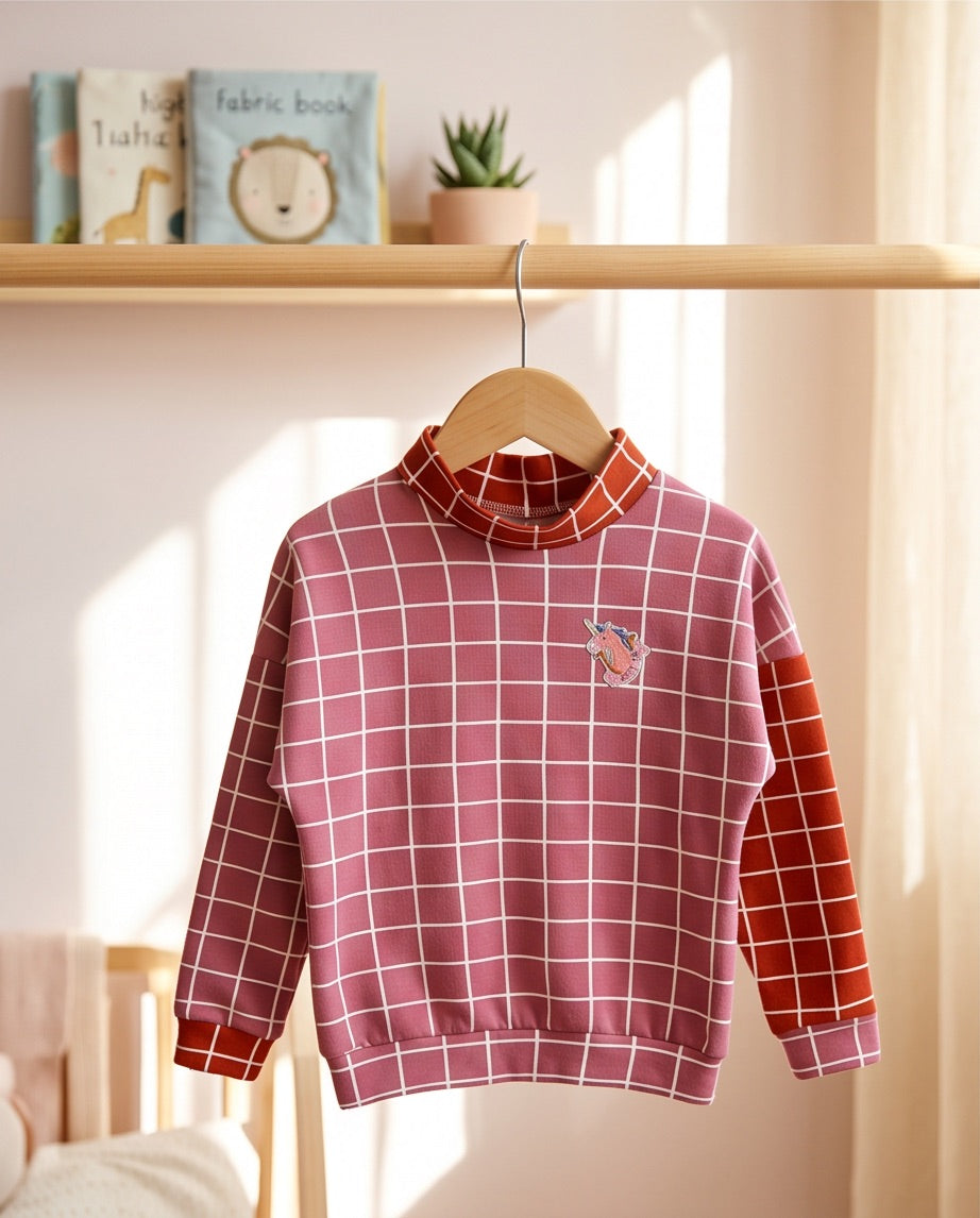 BIO Sweatpullover Grid pink