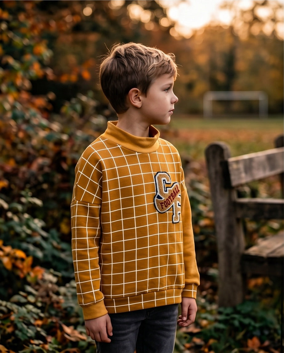 BIO Sweatpullover Grid gelb