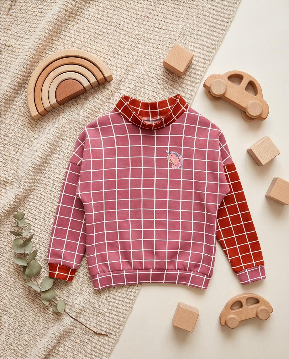 BIO Sweatpullover Grid pink