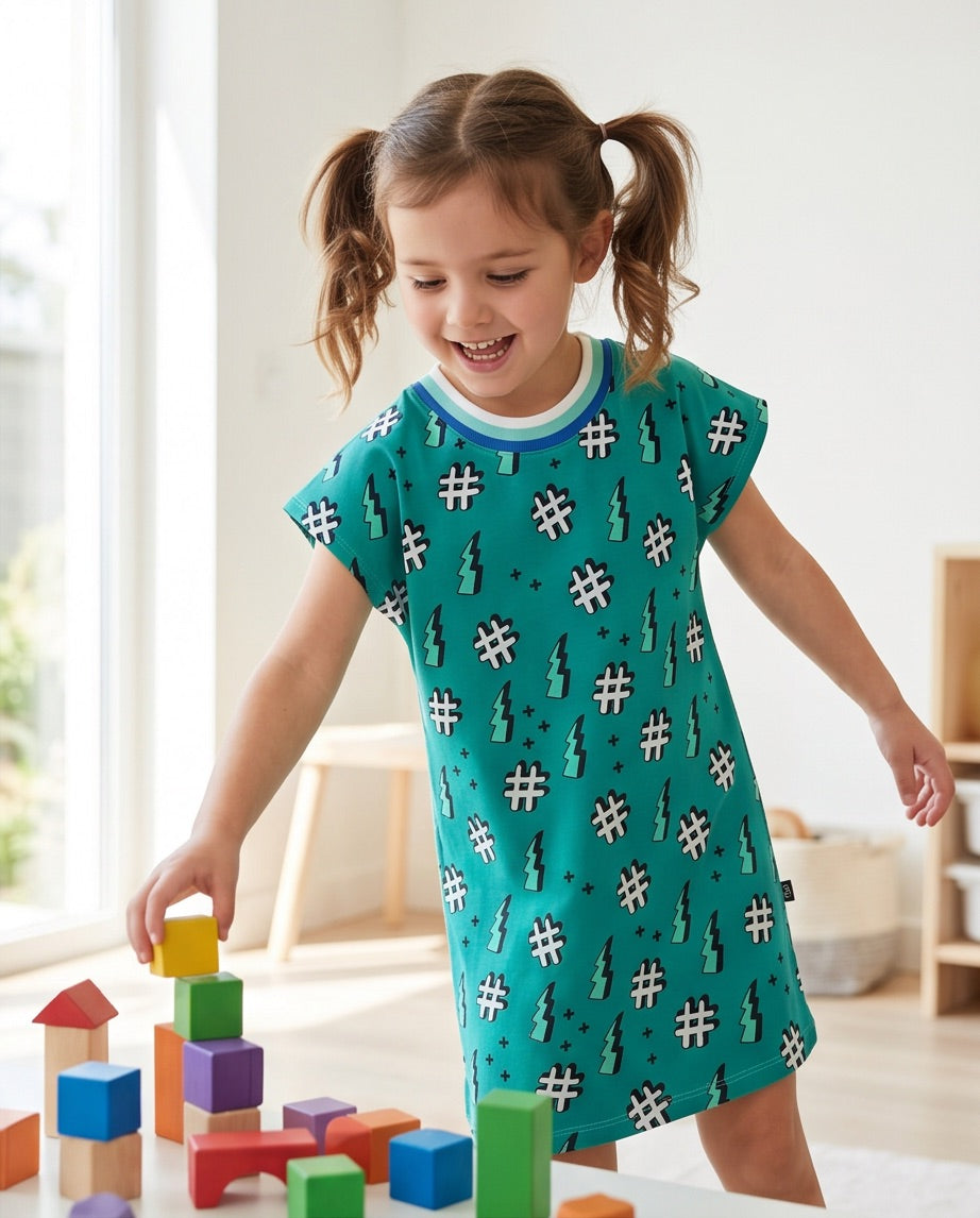 BIO Shirtkleid Hashtag dunkelmint