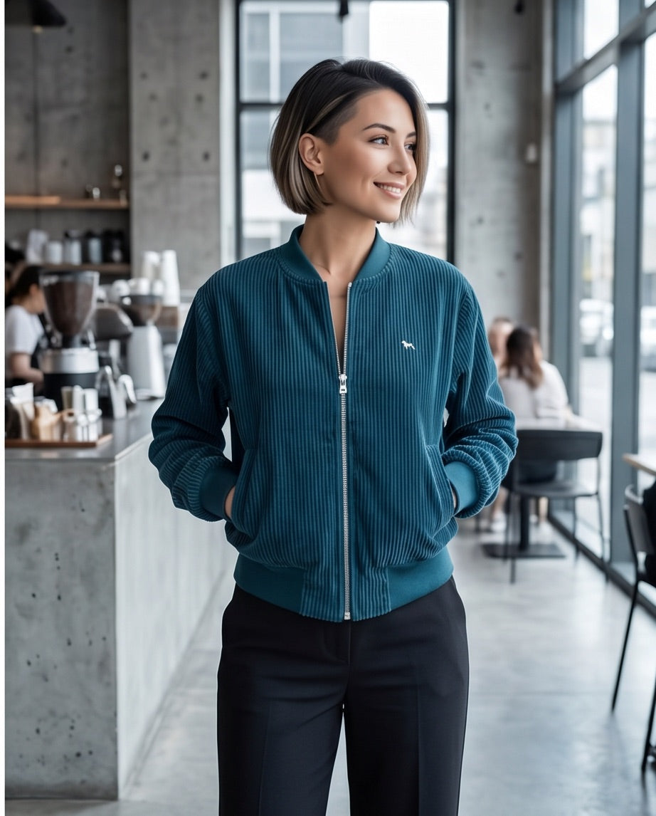 BIO Damen Blouson Cord Jersey petrol