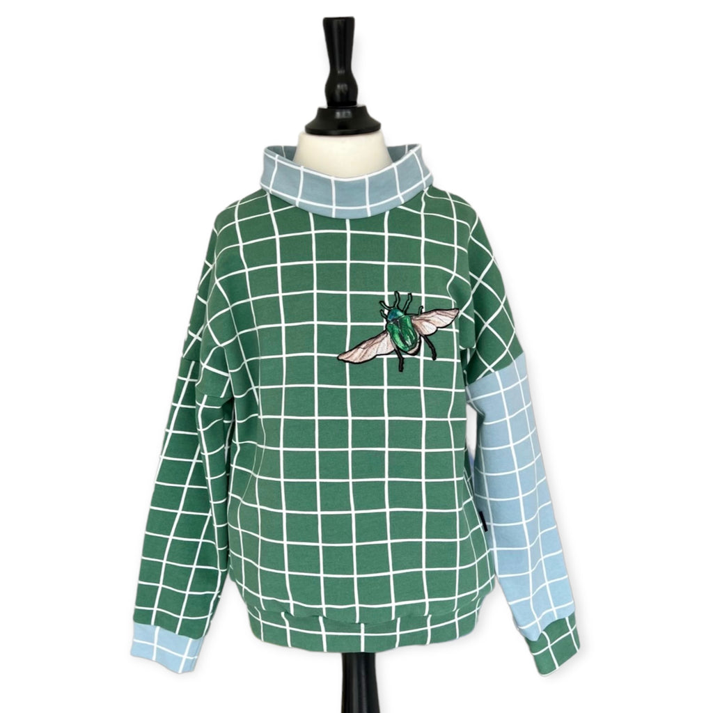 BIO Sweatpullover Grid grün